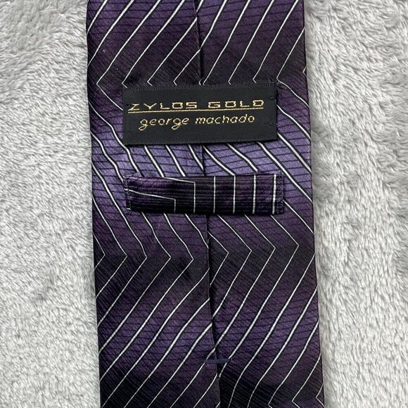 Zylos Gold George Machado Men's Classic Imported 100% Silk Neck Tie - Picture 5 of 6